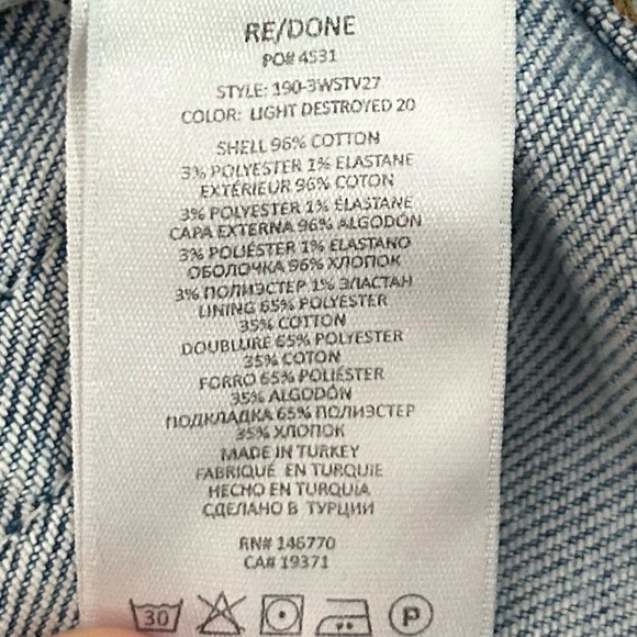 RE/DONE Originals 70s Stove Pipe in Light Destroyed 20 - Straight Leg Size 26 - Picture 9 of 11